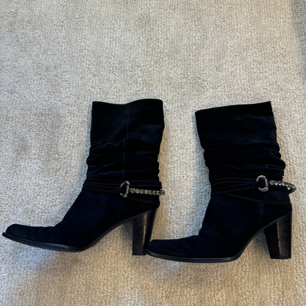 Stuart Weitzman Suede Slouch Boot With Crystal St… - image 3